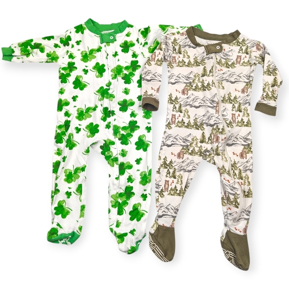 Burt's Bees Baby Unisex Organic Cotton Zip-Front Pajamas Bundle 6-9 Months Sleep - Picture 1 of 8